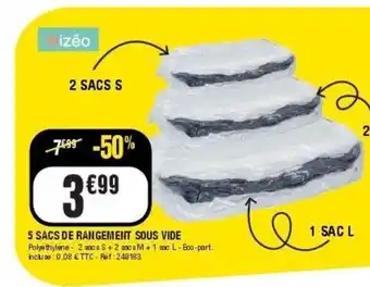 5 sacs de rangement sous vide