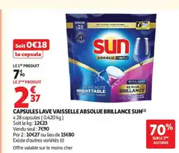 Auchan Supermarché Capsules lave vaisselle absolue brillance offre