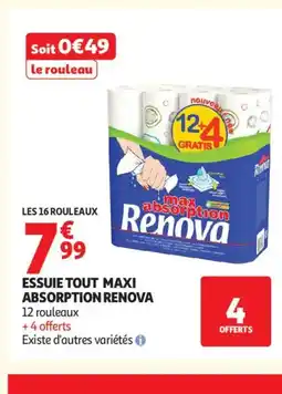 Auchan Supermarché RENOVA Essuie tout maxi absorption offre