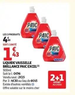 Auchan Supermarché PAIC EXCEL vaisselle brillance offre