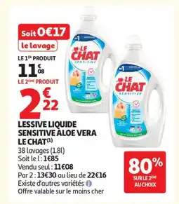 Auchan Supermarché LE CHAT Lessive liquide sensitive aloe vera offre