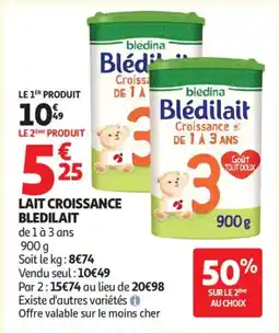 Auchan Supermarché BLEDILAIT Lait croissance offre