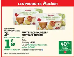 Auchan Supermarché AUCHAN Fruits sirop coupelles du verger offre