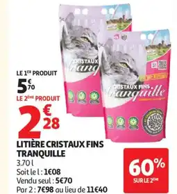 Auchan Supermarché TRANQUILLE Litière cristaux fins offre
