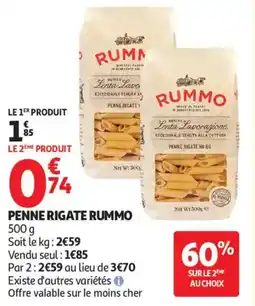 Auchan Supermarché RUMMO Penn rigatee offre