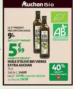 Auchan Supermarché AUCHAN Huile d'olive bio vierge extra offre