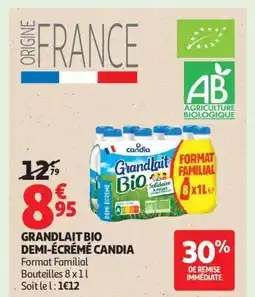 Auchan Supermarché CANDIA Grandlait bio demi-écrémé offre