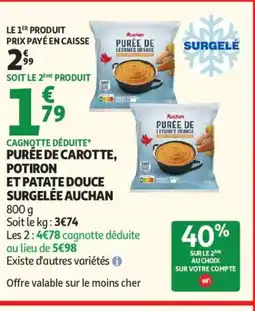 Auchan Supermarché AUCHAN Purée de carotte potiron et patate douce surgelée offre