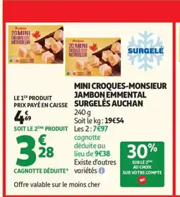 Auchan Supermarché AUCHAN Mini croques-monsieur jambon emmental surgelé offre