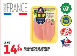 Auchan Supermarché 2 escalopes de dinde de loué label rouge igp offre