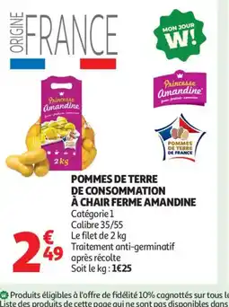Auchan Supermarché Pommes de terre de consommation à chair ferme amandine offre