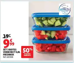 Auchan Supermarché Set 3 boites verre rect 0,8l freshbox offre