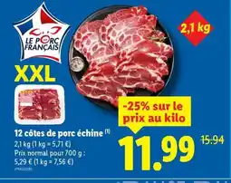 Lidl 12 côtes de porc échine offre