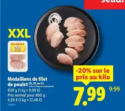 Lidl Médaillons de filet de poulet offre