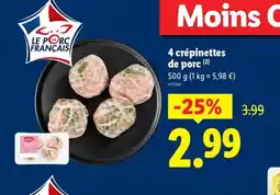 Lidl 4 crépinettes de porc offre