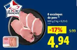 Lidl 6 escalopes de porc offre