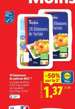 Lidl 28 bâtonnets de poisson MSC offre