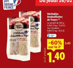 Lidl Véritables Andouillettes de Troyes offre