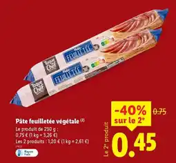 Lidl Pâte feuilletée végétale offre