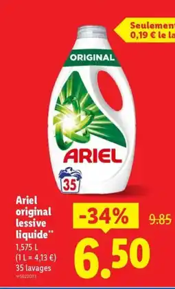 Lidl ARIEL Original lessive liquide offre