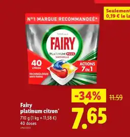 Lidl FAIRY Platinum citron offre