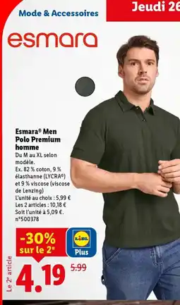 Lidl ESMARA MEN Polo Premium homme offre