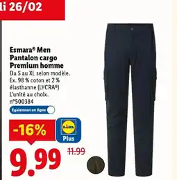 Lidl ESMARA MEN Pantalon cargo Premium homme offre