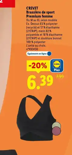 Lidl CRIVIT Brassière de sport Premium femme offre