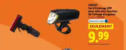 Lidl CRIVIT Set d'éclairage LED pour vélo avec fonction de freinage d'urgence offre
