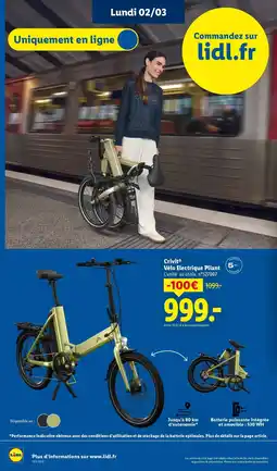 Lidl CRIVIT Vélo Electrique Pliant offre