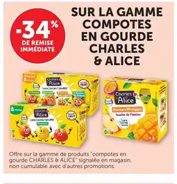 Bi1 CHARLES & ALICE Sur la gamme compotes en gourde offre