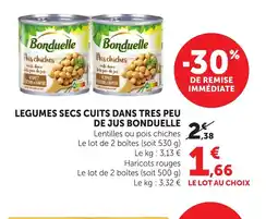 Bi1 BONDUELLE Legumes secs cuits dans tres peu de jus offre