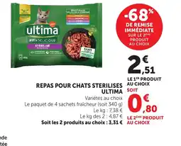 Bi1 ULTIMA Repas pour chats sterilises offre