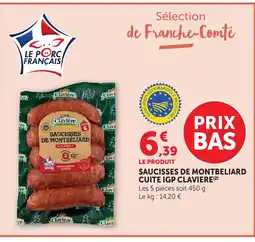 Bi1 CLAVIERE Saucisses de montbeliard cuite igp offre