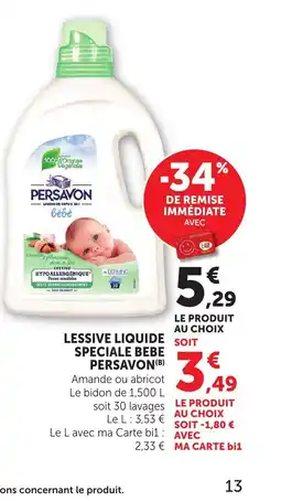 Bi1 PERSAVON Lessive liquide speciale bebe offre