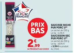 Bi1 U Saucisse seche pur porc offre