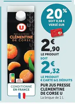 Bi1 U Pur jus presse clementine de corse offre