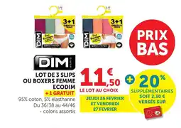 Bi1 ECODIM Lot de 3 slips ou boxers femme offre