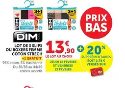 Bi1 DIM Lot de 3 slips ou boxers femme coton strech offre