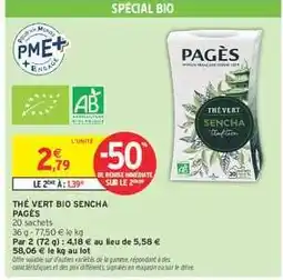 Intermarché THÉ VERT BIO SENCHA offre