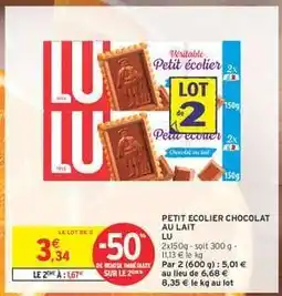 Intermarché Petit Écolier Chocolat au lait offre