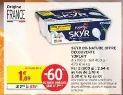 Intermarché SKYR 0% NATURE OFFRE DÉCOUVERTE YOPLAIT offre