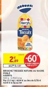 Intermarché BRIOCHE TRESSÉE NATURE AU SUCRE PERLÉ offre