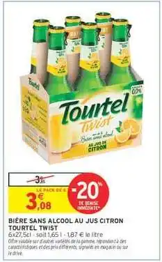 Intermarché BIÈRE SANS ALCOOL AU JUS CITRON TOURTEL TWIST offre