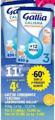 E.Leclerc Lait de Croissance Calisma 'Laboratoire Gallia' offre