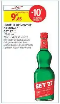 Intermarché Liqueur de Menthe Originale GET 27 offre