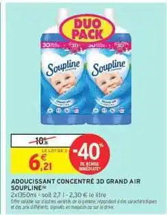 Intermarché ADOUCISSANT CONCENTRÉ 3D GRAND AIR SOUPLINE offre