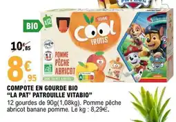 E.Leclerc COMPOTE EN GOURDE BIO “LA PAT’ PATROUILLE VITABIO” offre