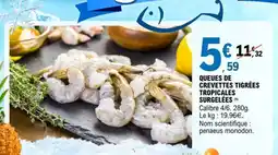 E.Leclerc QUEUES DE CREVETTES TIGRÉES TROPICALES SURGELÉES offre