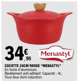 E.Leclerc COCOTTE 24CM ROUGE “MENASTYL” offre